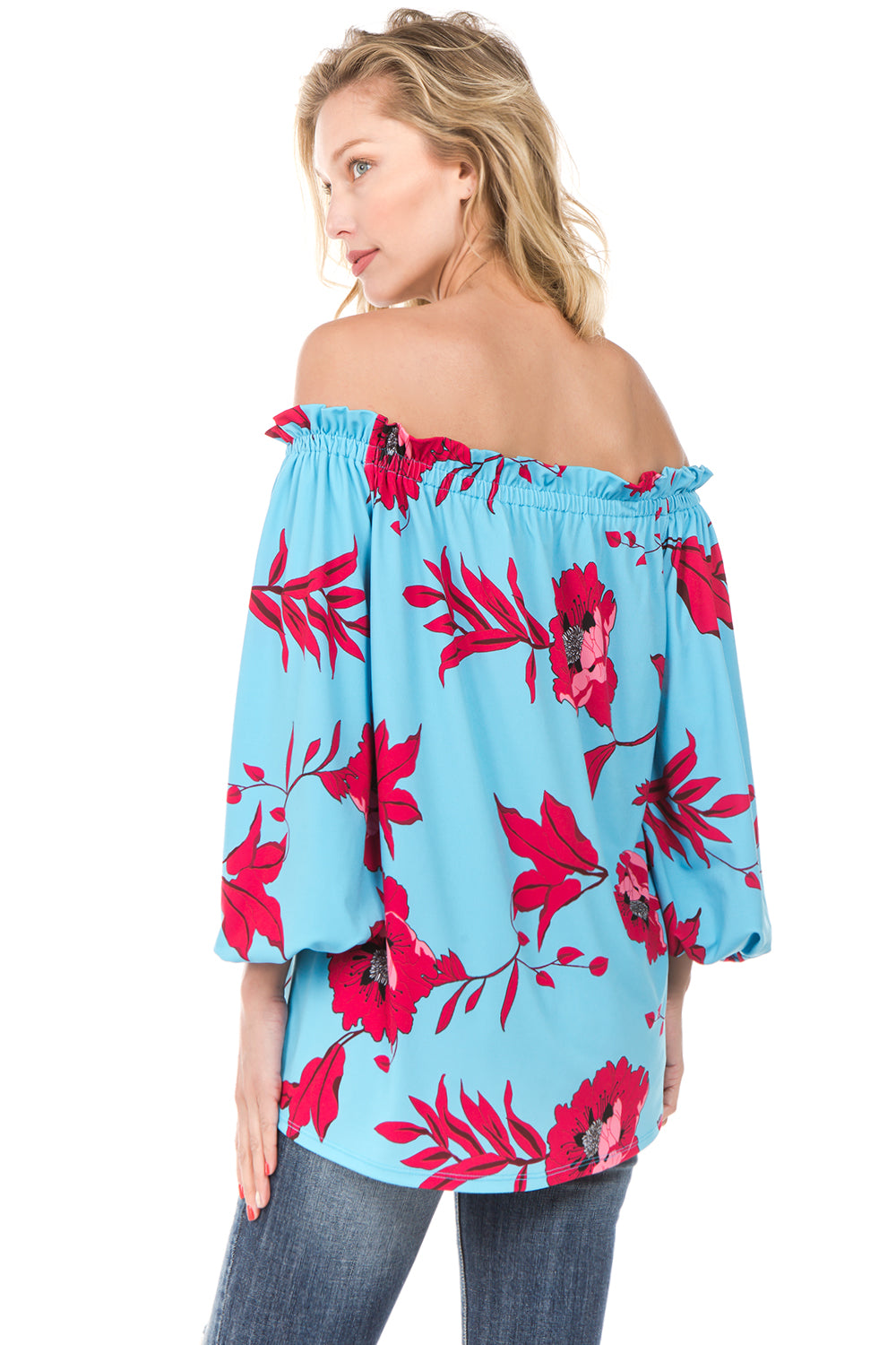 MAREN OFF SHOULDER TOP (Turquoise)- VT2241