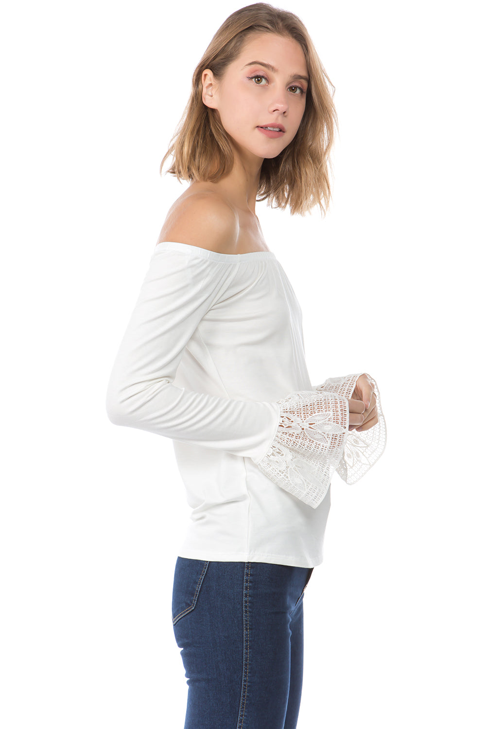 CORA OFF SHOULDER TOP (Ivory)- VT2263S