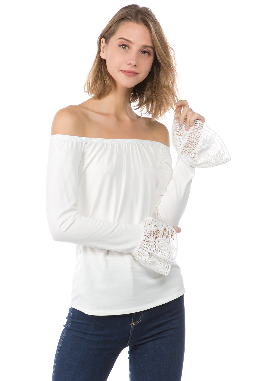 CORA OFF SHOULDER TOP (Ivory)- VT2263S