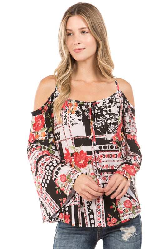 PIPPA OPEN SHOULDER TOP (Multi)- VT2277