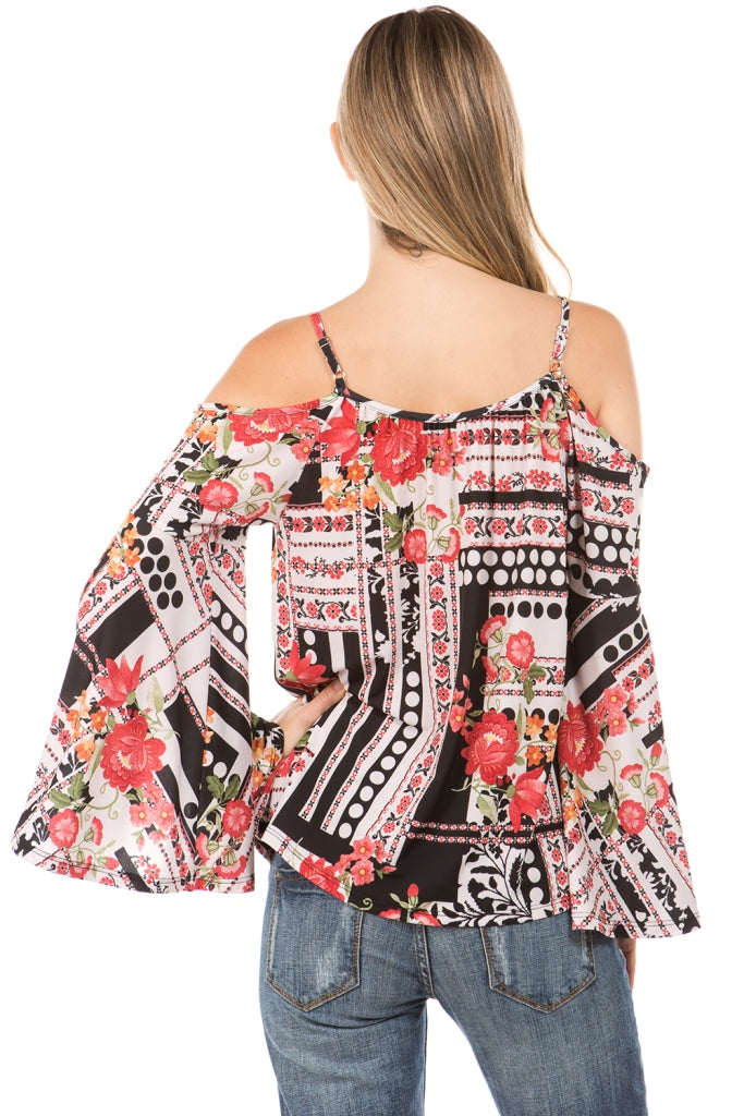 PIPPA OPEN SHOULDER TOP (Multi)- VT2277