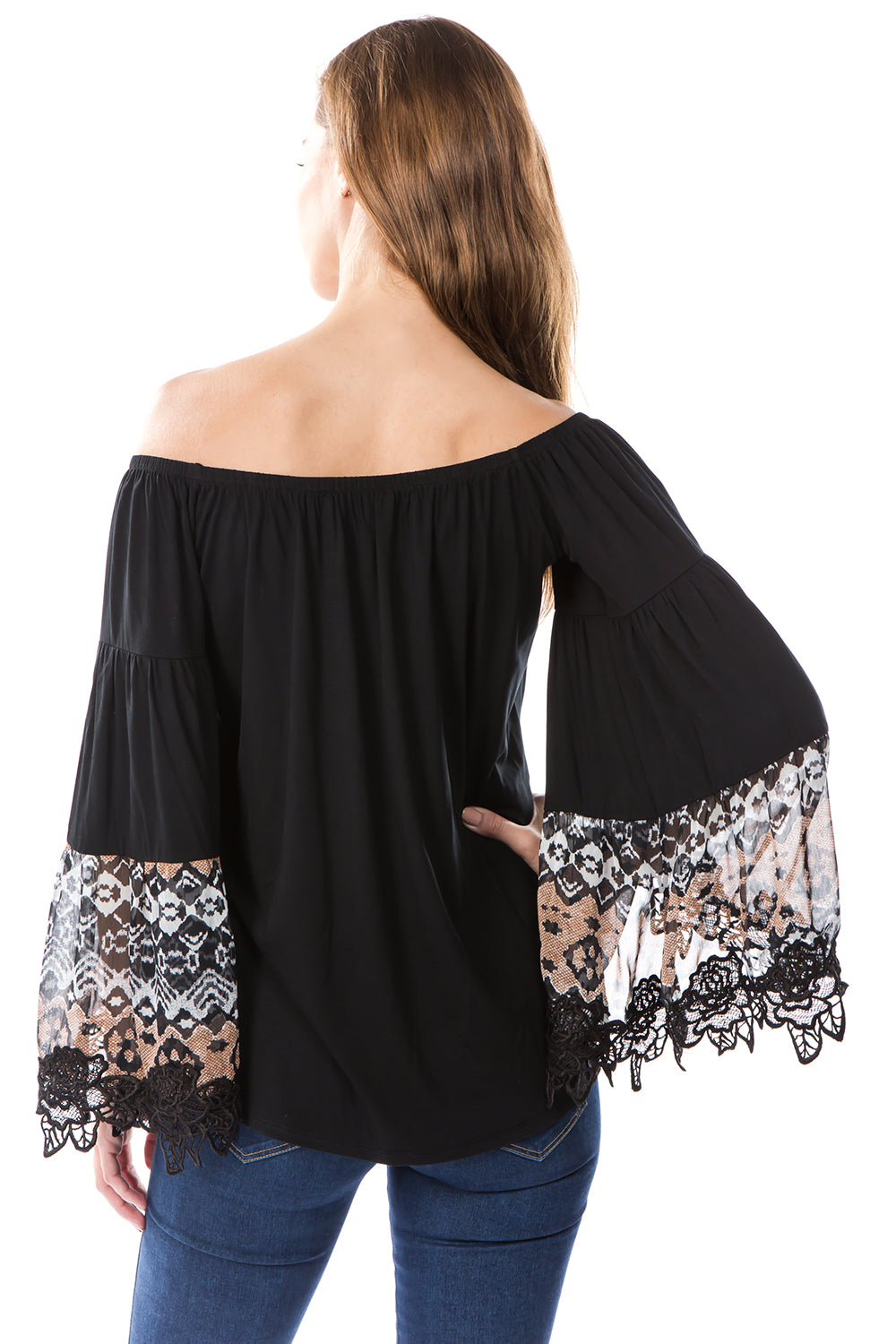 LYDIA BELL SLEEVE TOP (Black)- VT2289A