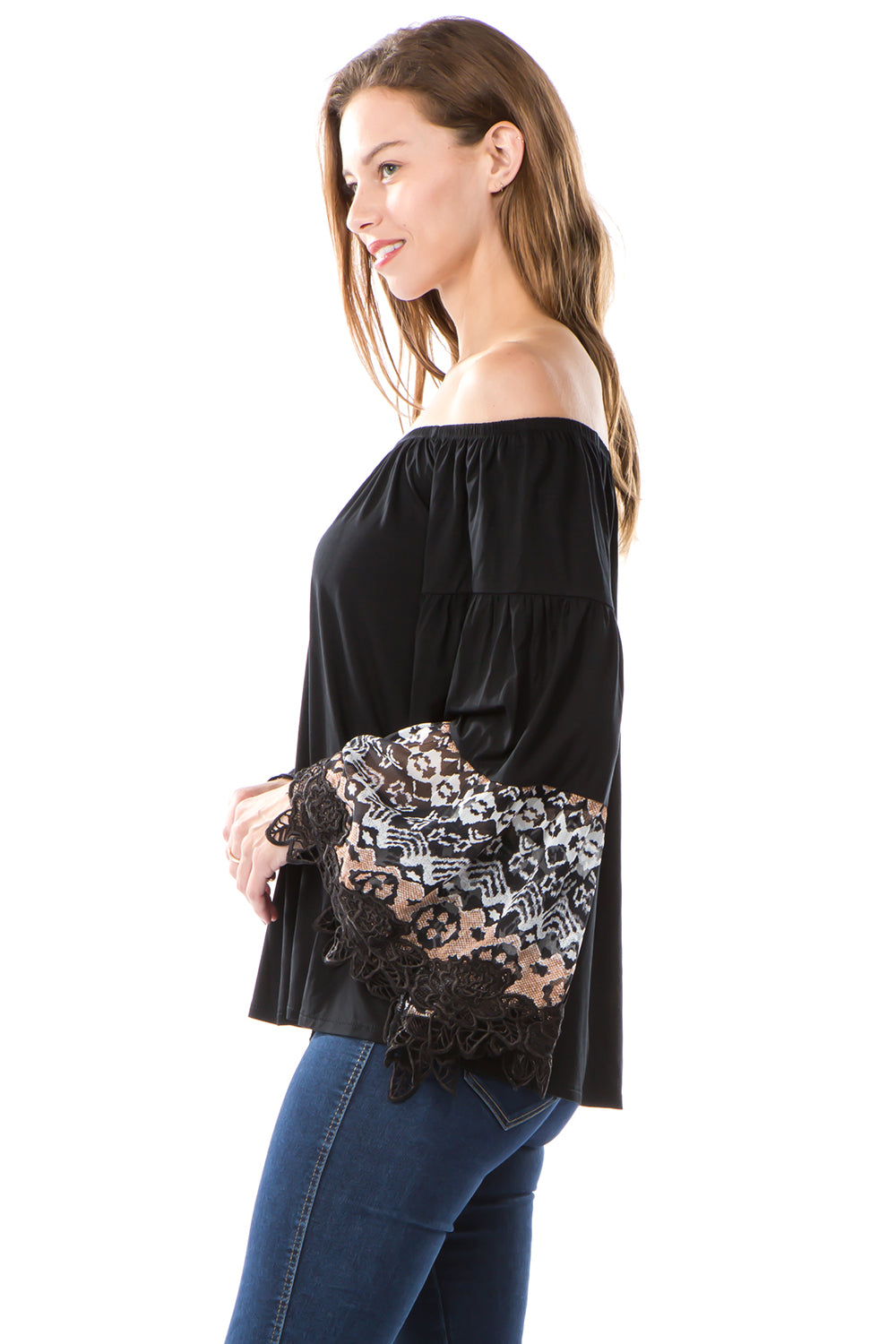 LYDIA BELL SLEEVE TOP (Black)- VT2289A