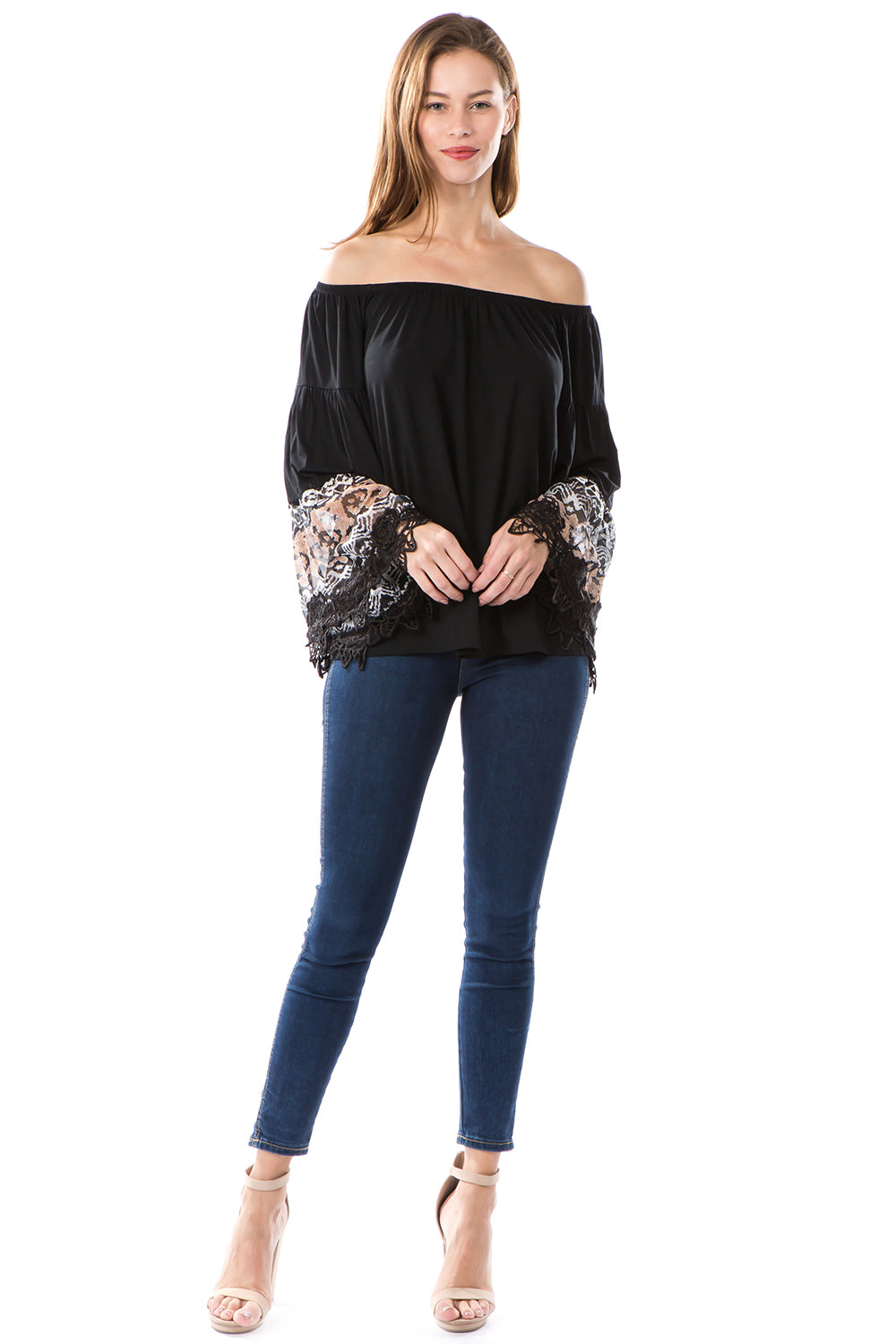 LYDIA BELL SLEEVE TOP (Black)- VT2289A