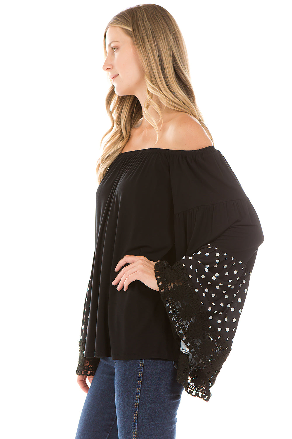 LYDIA BELL SLEEVE TOP (Black)- VT2289