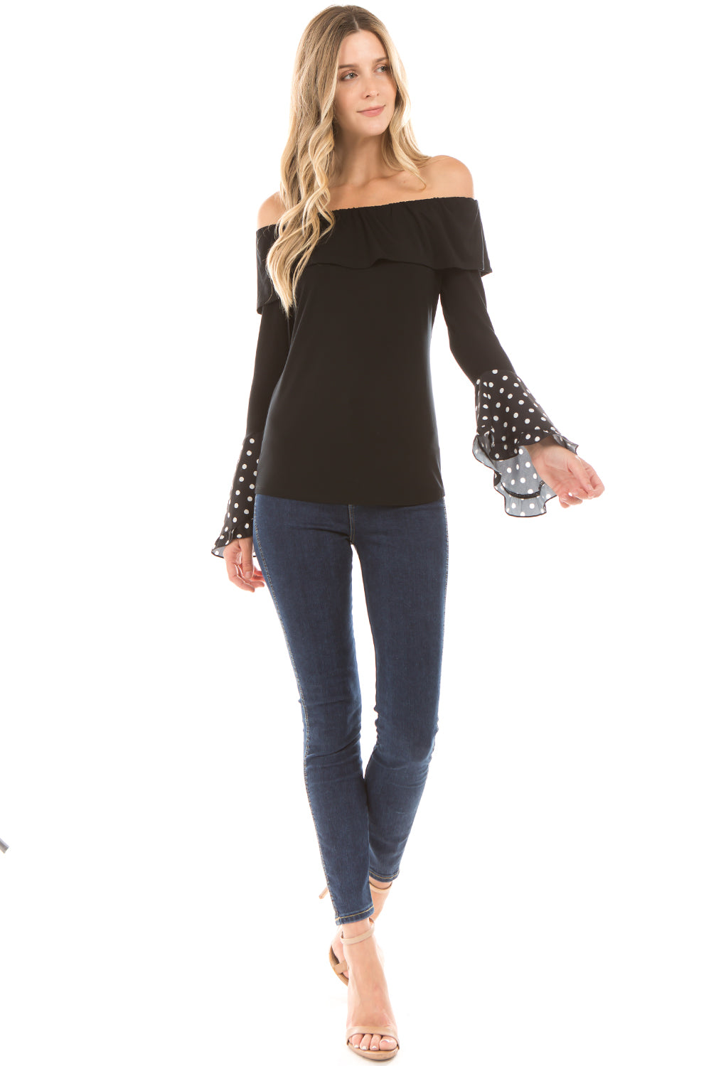 CLARA BELL SLEEVE TOP (BLACK)- VT2291