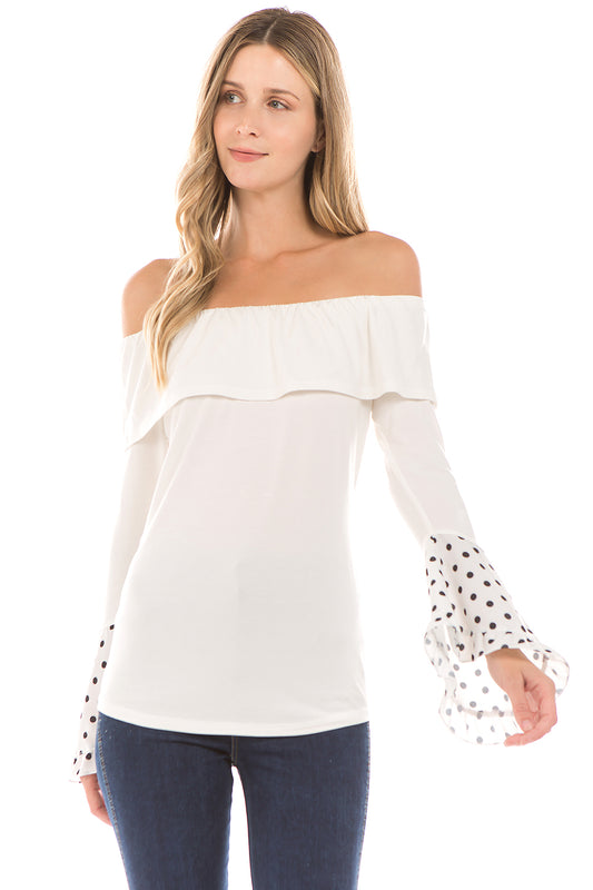 CLARA BELL SLEEVE TOP (IVORY)- VT2291