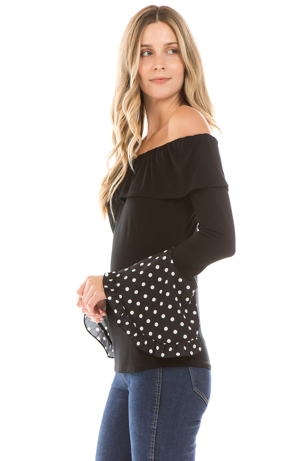 CLARA BELL SLEEVE TOP (BLACK)- VT2291