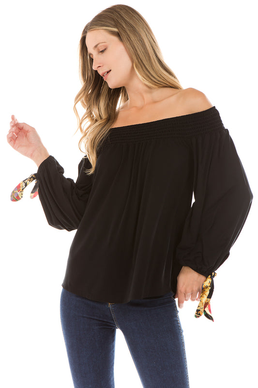 KAIA OFF SHOULDER TOP (BLACK)- VT2297