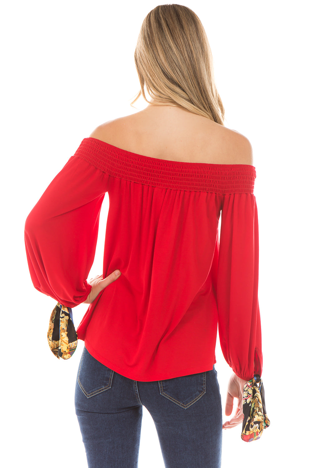 KAIA OFF SHOULDER TOP (RED)- VT2297