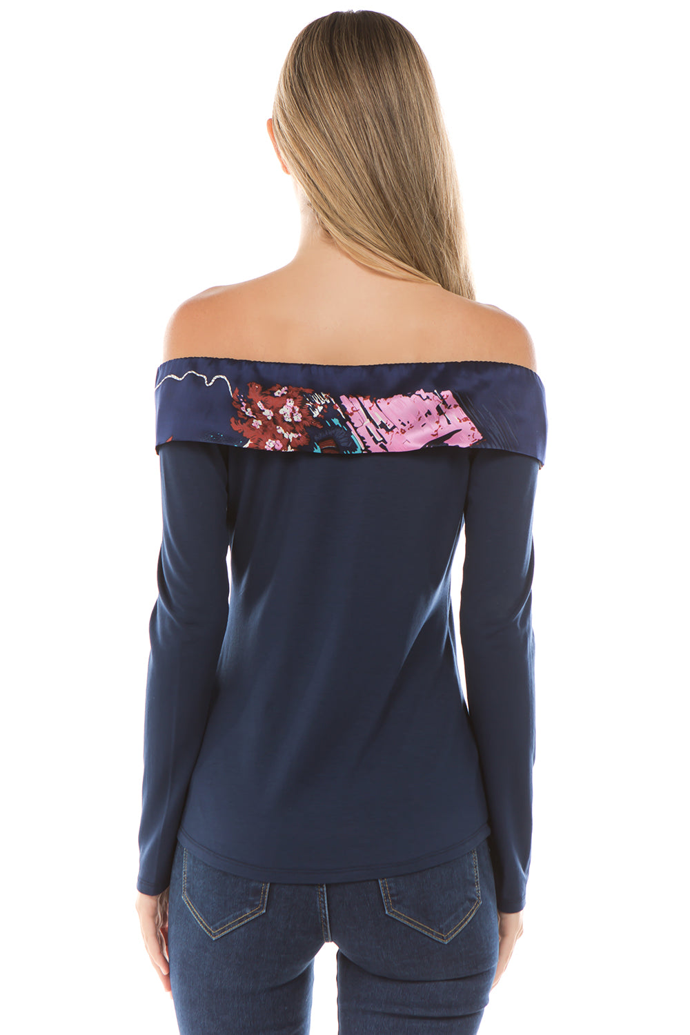 ZELDA FR RIBBON TIE TOP (Navy)- VT2302