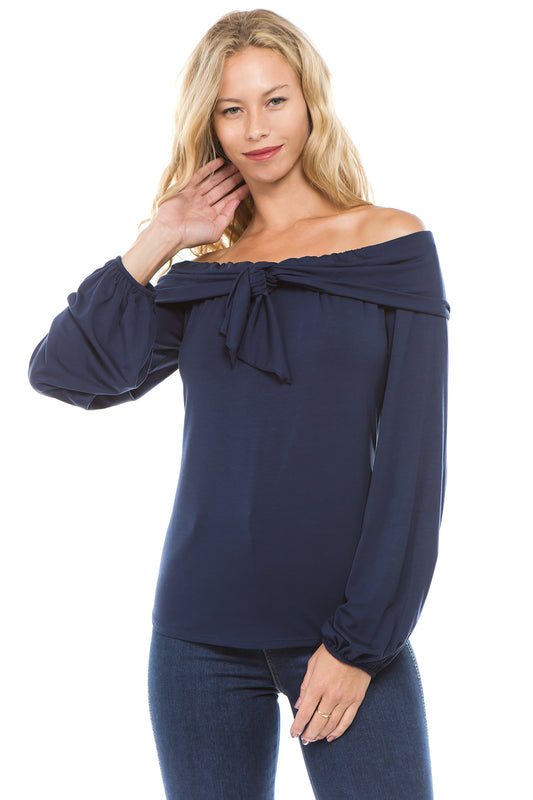 LOLA FRONT TIE TOP (NAVY)-VT2327S