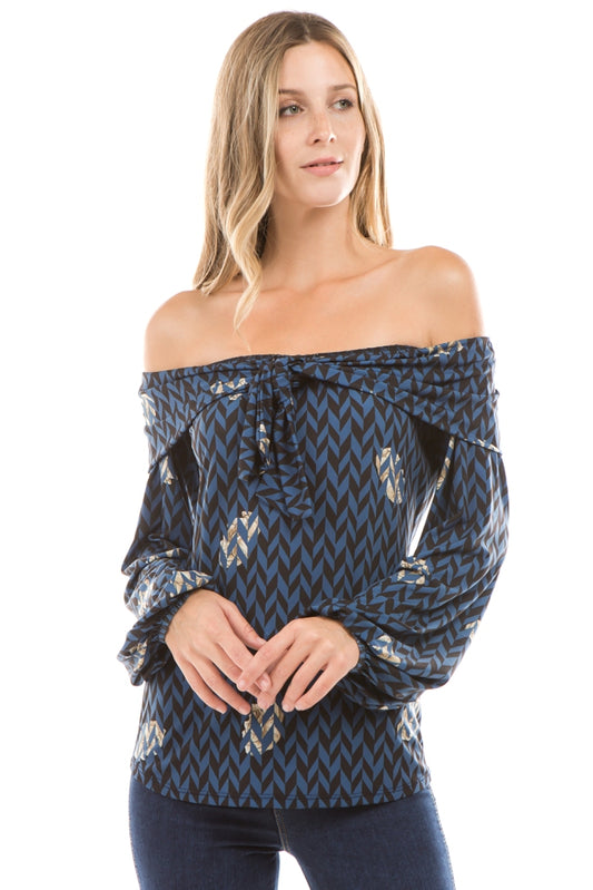 ODETTE OFF SHOULDER TOP (Navy) - VT2327