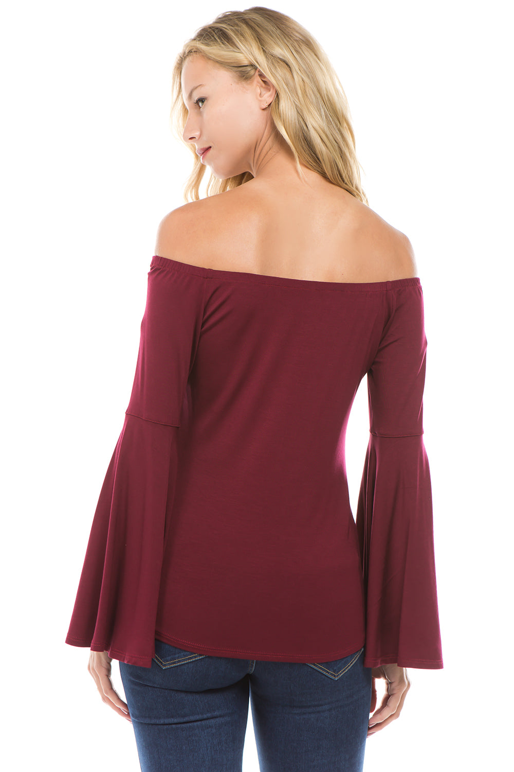 LOLA BELL SLEEVE TOP (DARK WINE)-VT2337S