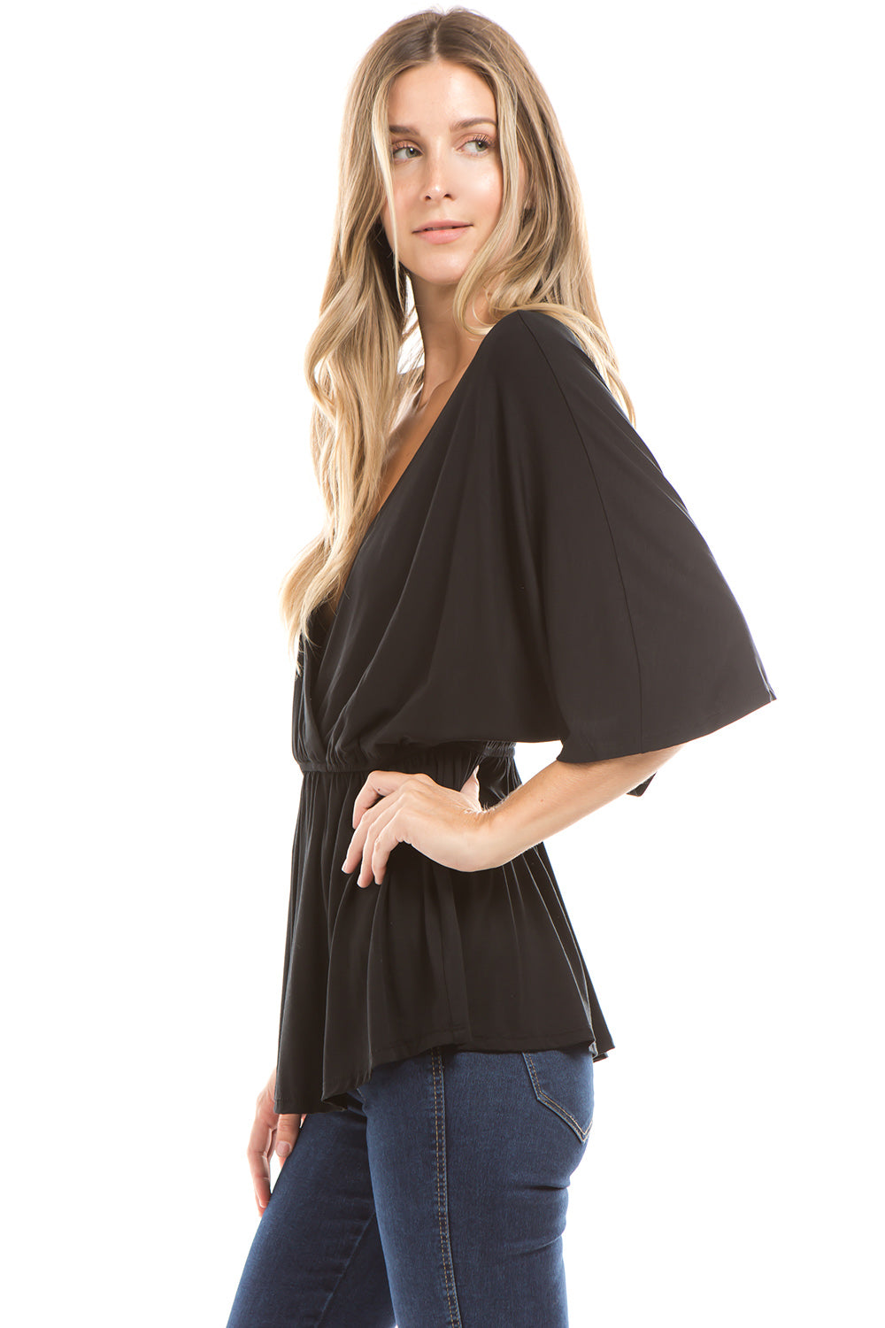 HERMIONE KIMONO TOP (Black) - VT2352