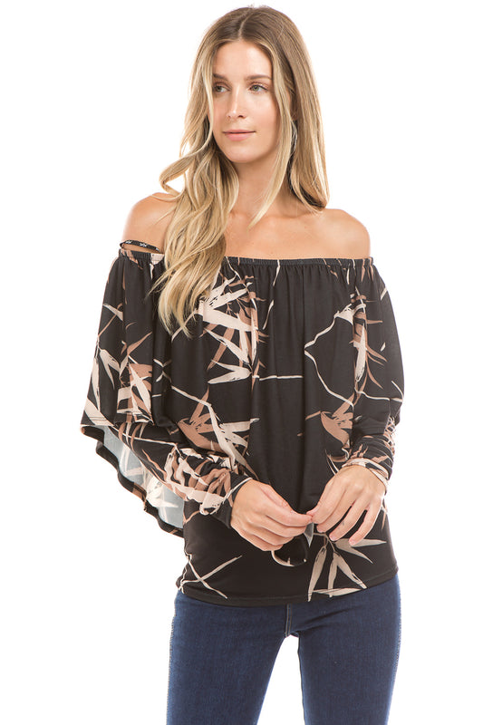 BAMBOO OFF SHOULDER TOP (BLACK)-VT2369