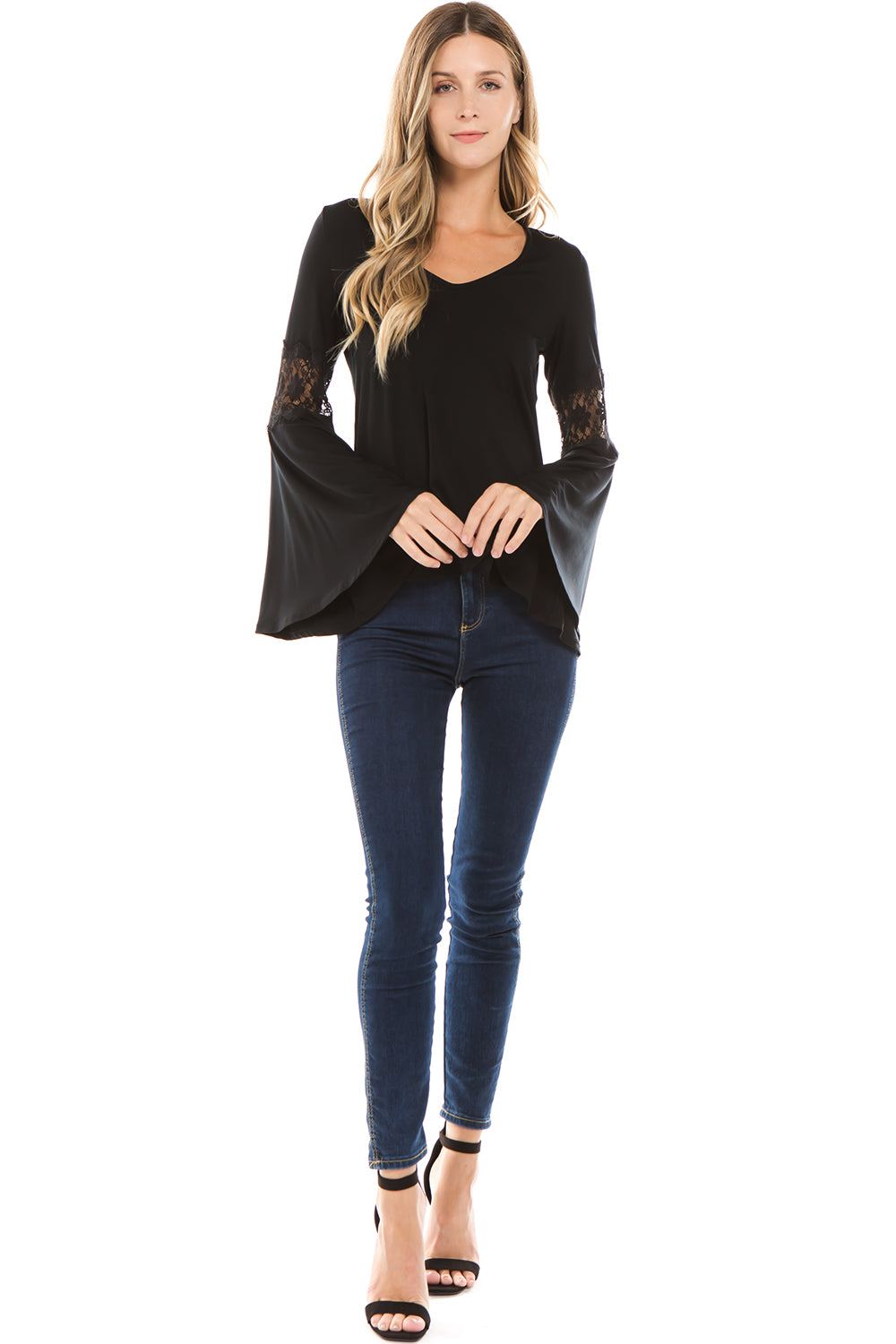 CHIARA BELL SLEEVE TOP (BLACK)- VT2395