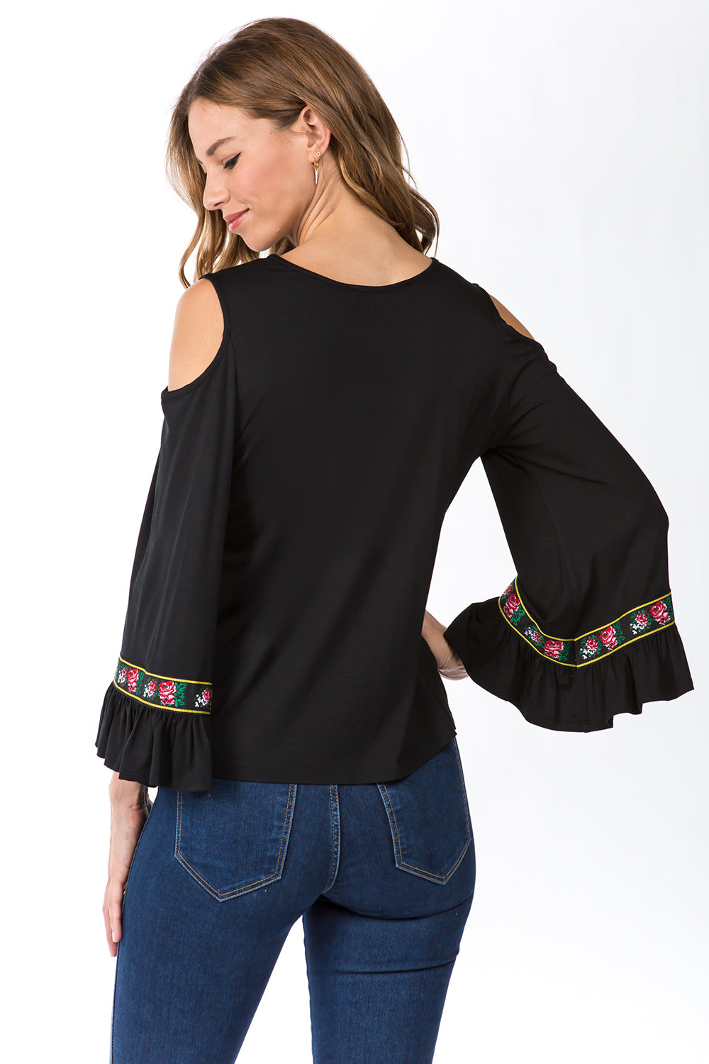 CONSTANCE OPEN SHOULDR TOP (BLACK)- VT2399T