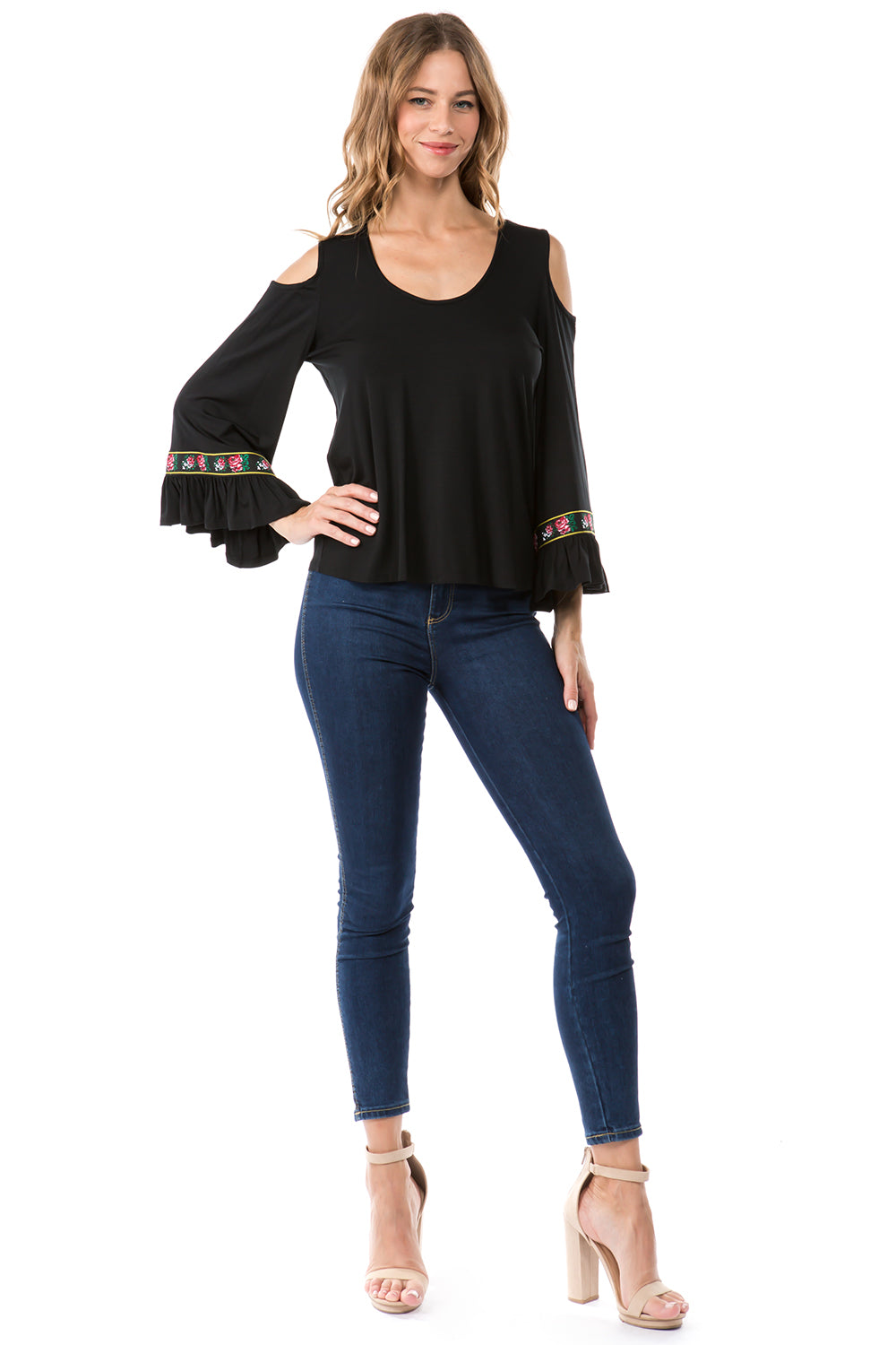 CONSTANCE OPEN SHOULDR TOP (BLACK)- VT2399T