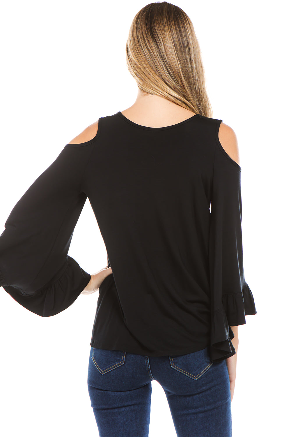 CONSTANCE OPEN SHOULDR TOP (BLACK)- VT2399