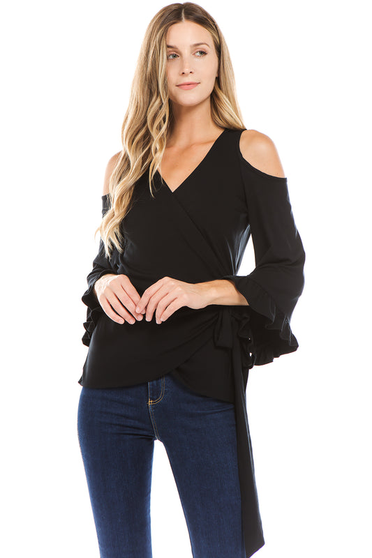 BEYONCE WRAP TOP (BLACK)- VT2406