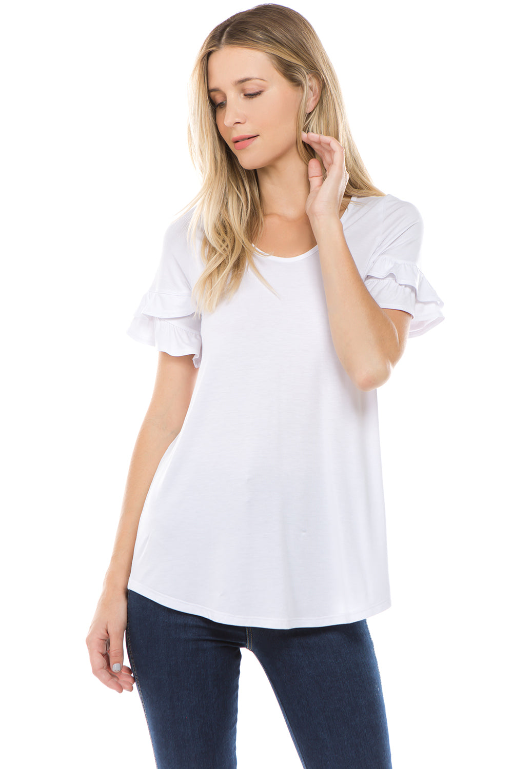 NEVE RUFFLE SLEEVE TOP (WHITE)- VT2424