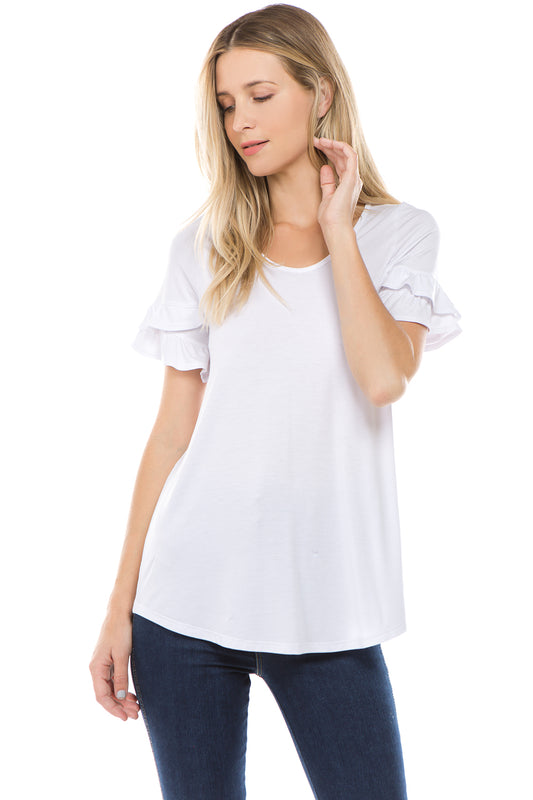 NEVE RUFFLE SLEEVE TOP (WHITE)- VT2424