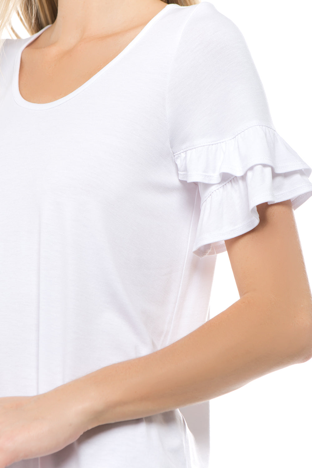 NEVE RUFFLE SLEEVE TOP (WHITE)- VT2424