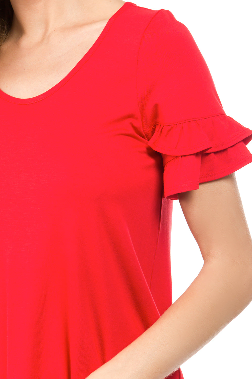 NEVE RUFFLE SLEEVE TOP (RED)- VT2424