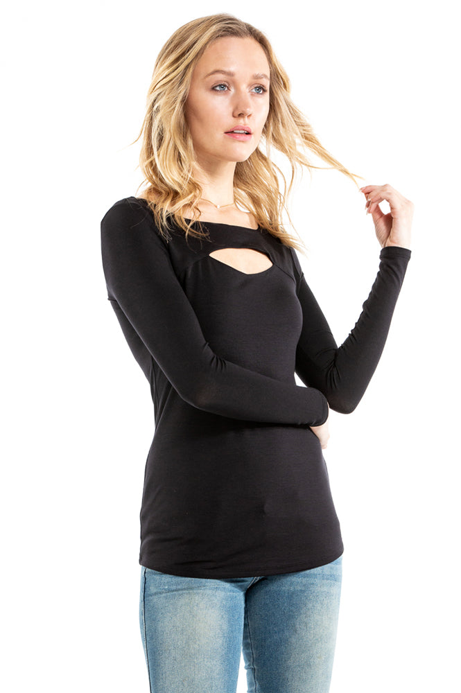 LORI LONG SLEEVE TOP (BLACK)-VT2463