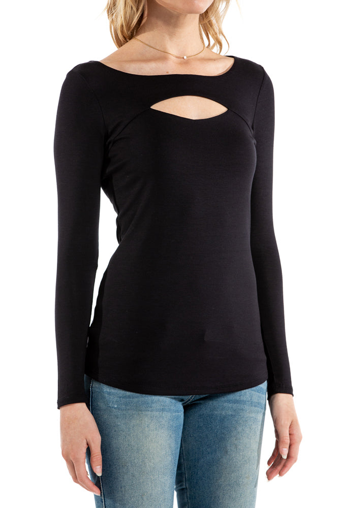 LORI LONG SLEEVE TOP (BLACK)-VT2463