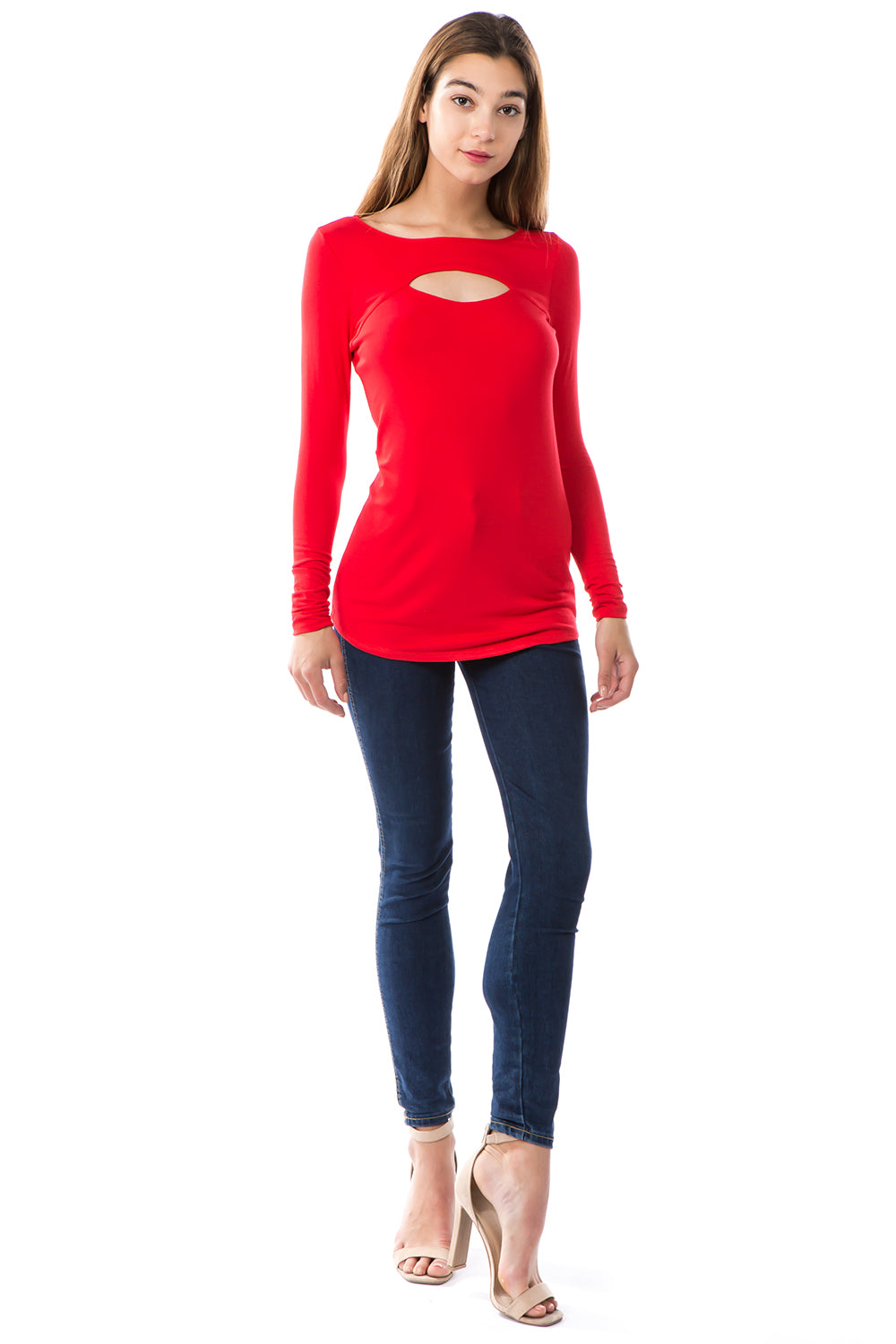 LORI LONG SLEEVE TOP (RED)-VT2463