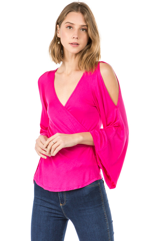 SOLID EDEN WRAP TOP (FUSCHIA)- VT2486S