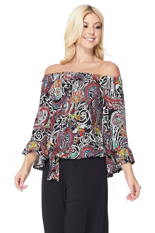 NIKI OFF SHOULDER TOP (MULTI)- VT2509-NIKI