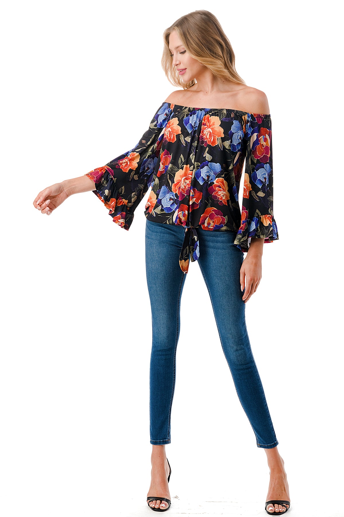 HARRIET OFF SHOULDER TOP (FALL FLOWER)- VT2509