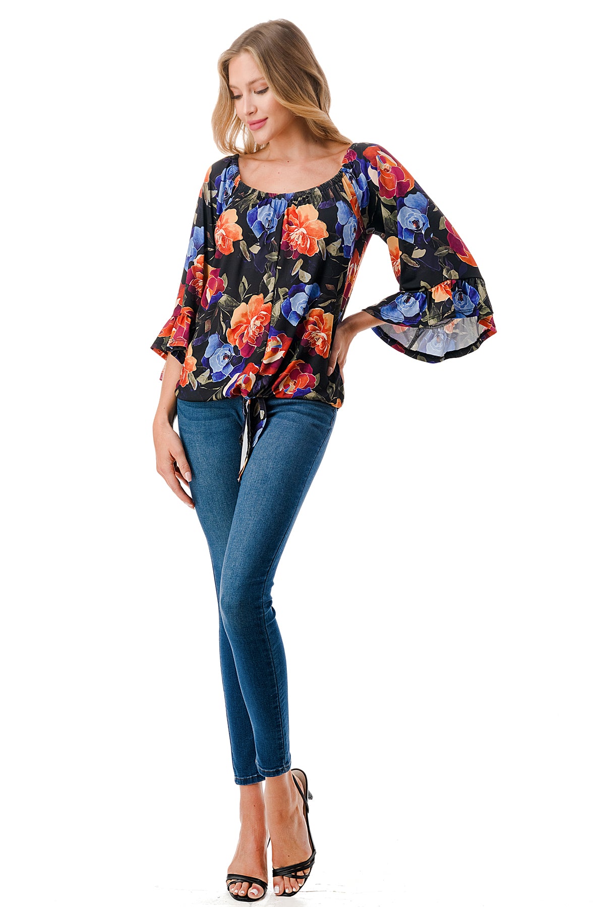 HARRIET OFF SHOULDER TOP (FALL FLOWER)- VT2509