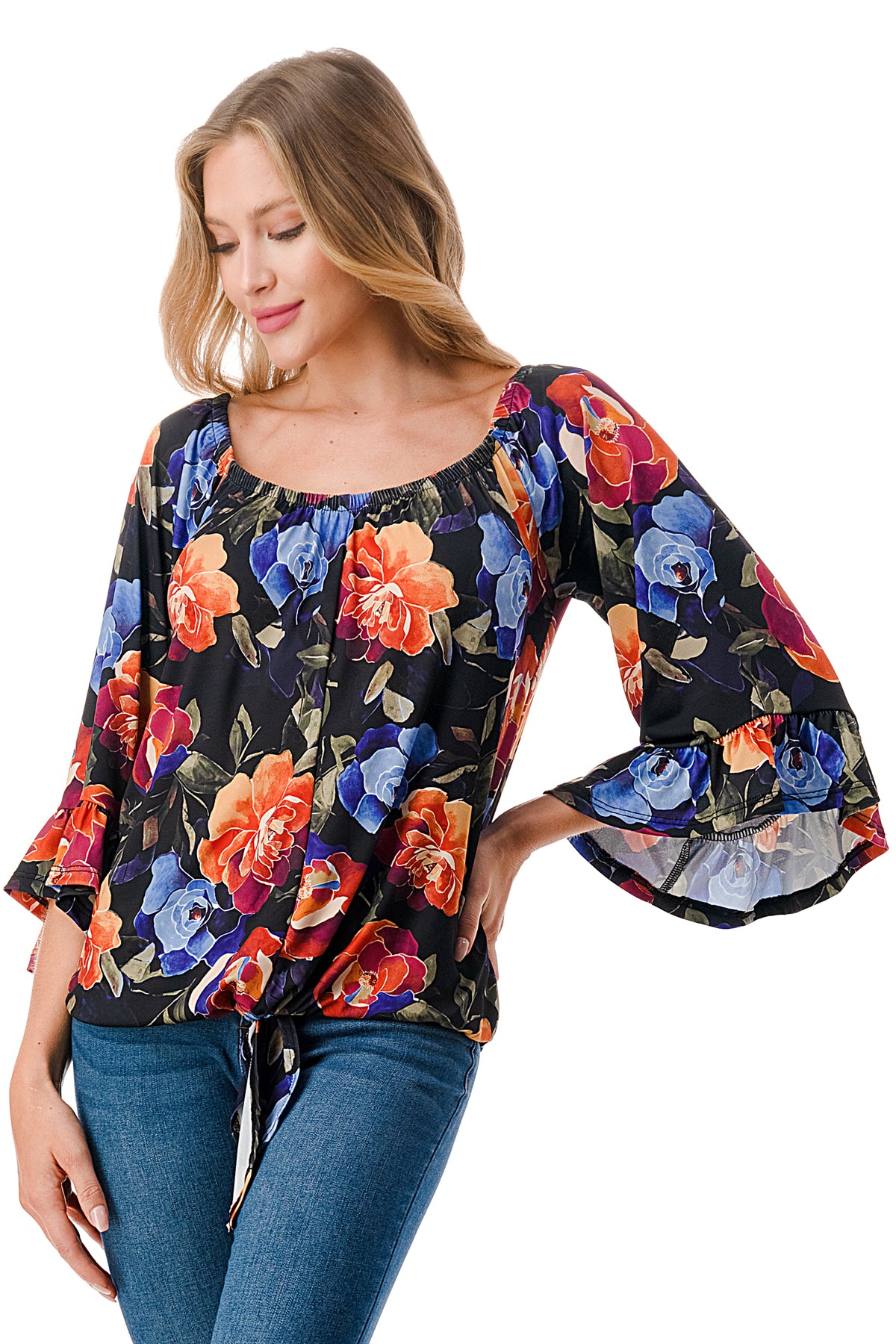 HARRIET OFF SHOULDER TOP (FALL FLOWER)- VT2509