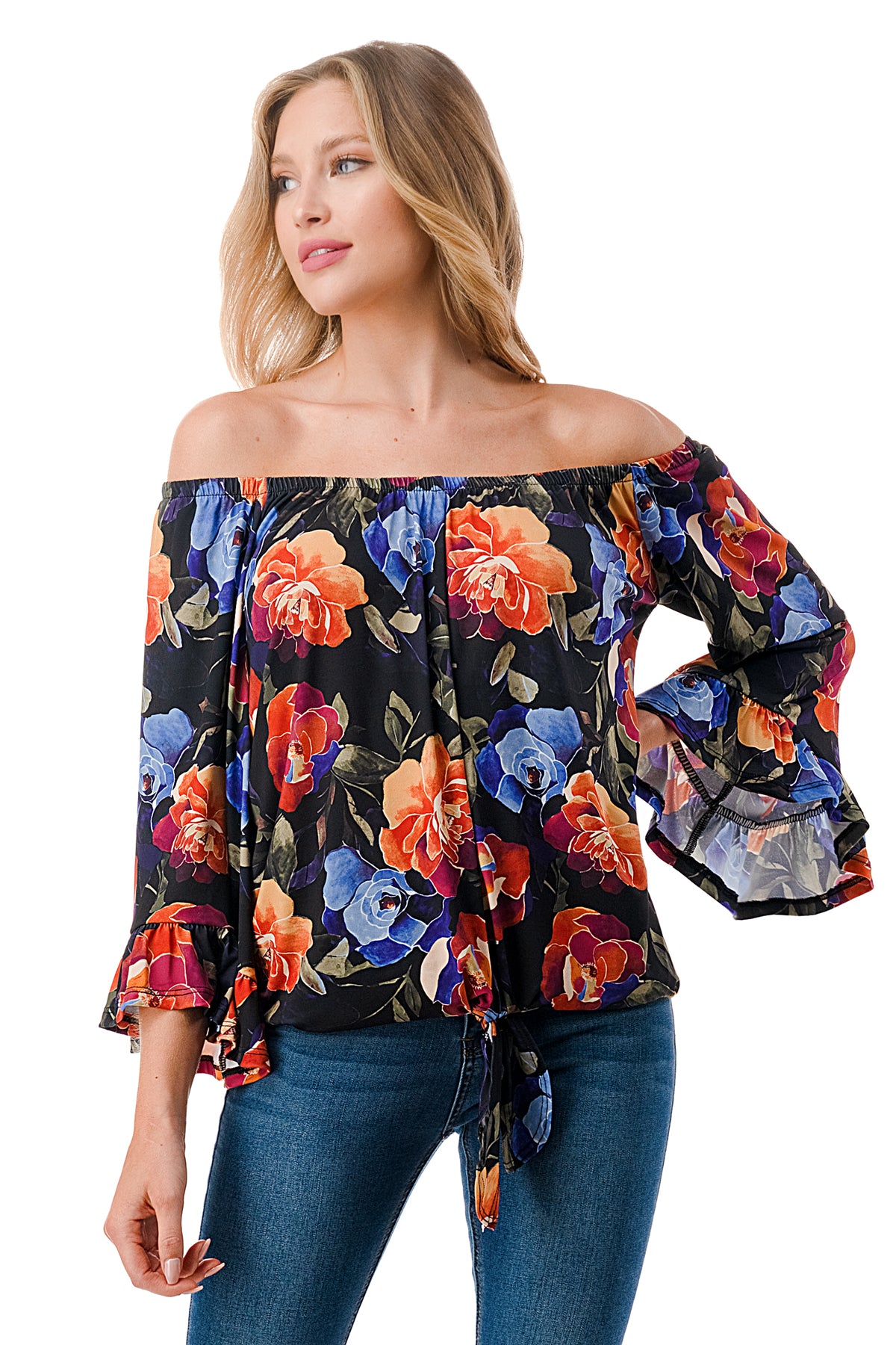 HARRIET OFF SHOULDER TOP (FALL FLOWER)- VT2509