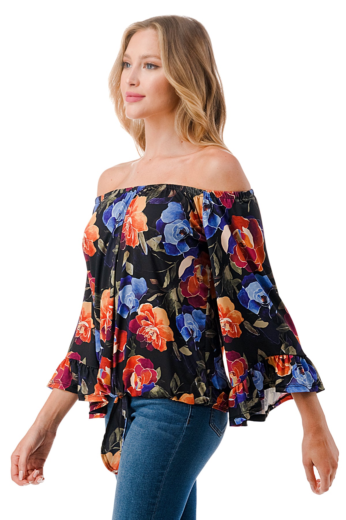 HARRIET OFF SHOULDER TOP (FALL FLOWER)- VT2509