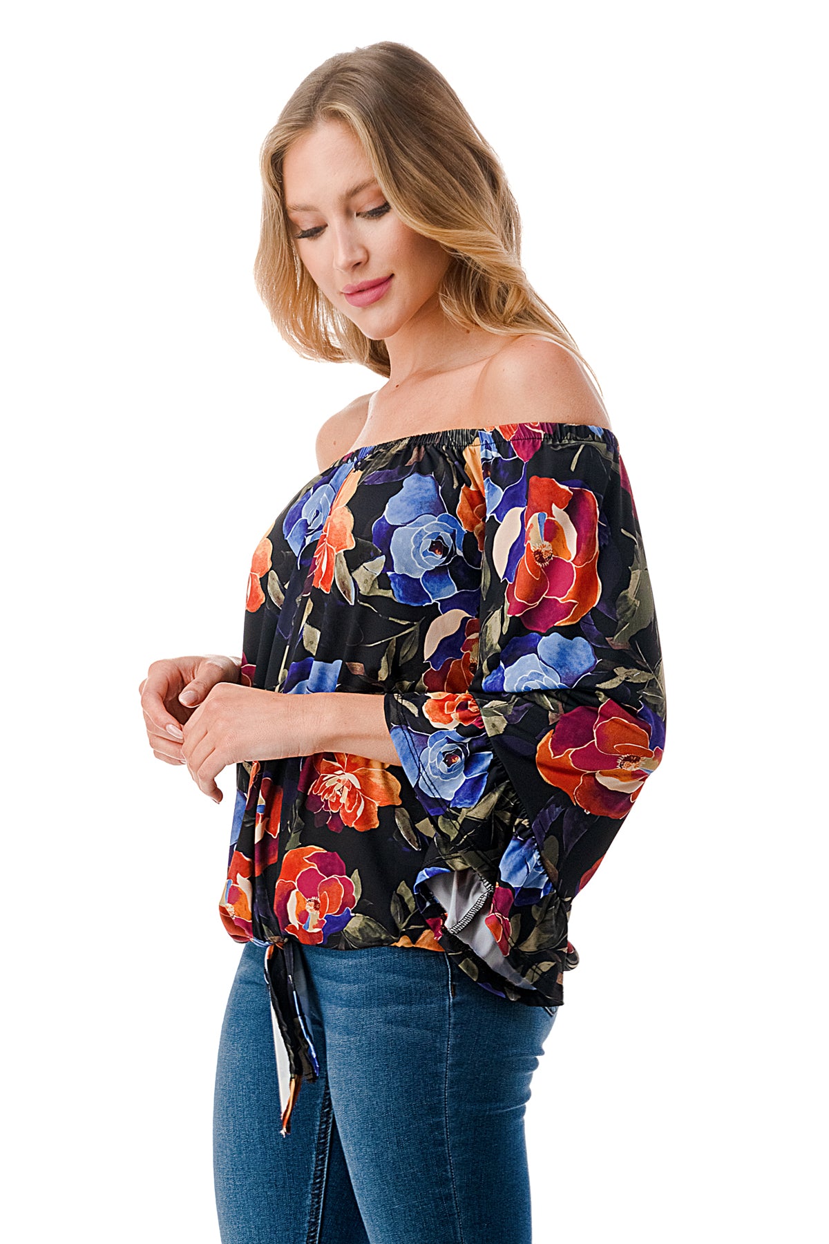 HARRIET OFF SHOULDER TOP (FALL FLOWER)- VT2509