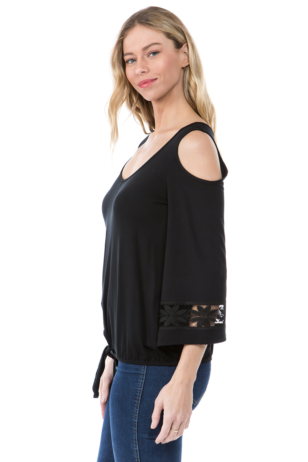 FAYE COLD SHOULDER TOP (BLACK)- VT2533