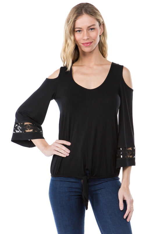 FAYE COLD SHOULDER TOP (BLACK)- VT2533