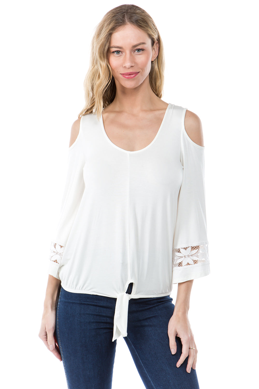 FAYE COLD SHOULDER TOP (IVORY)- VT2533