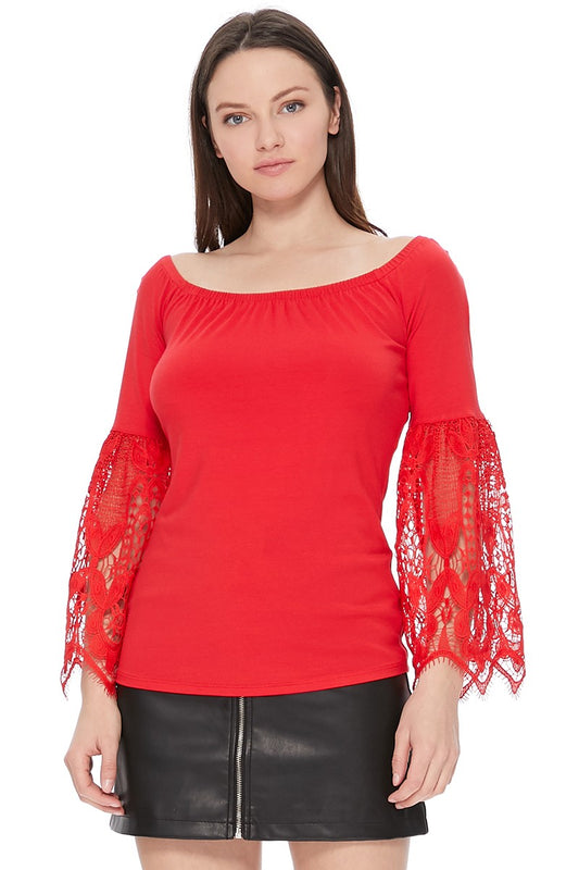 FAYA OFF SHOULDER TOP (RED)- VT2538