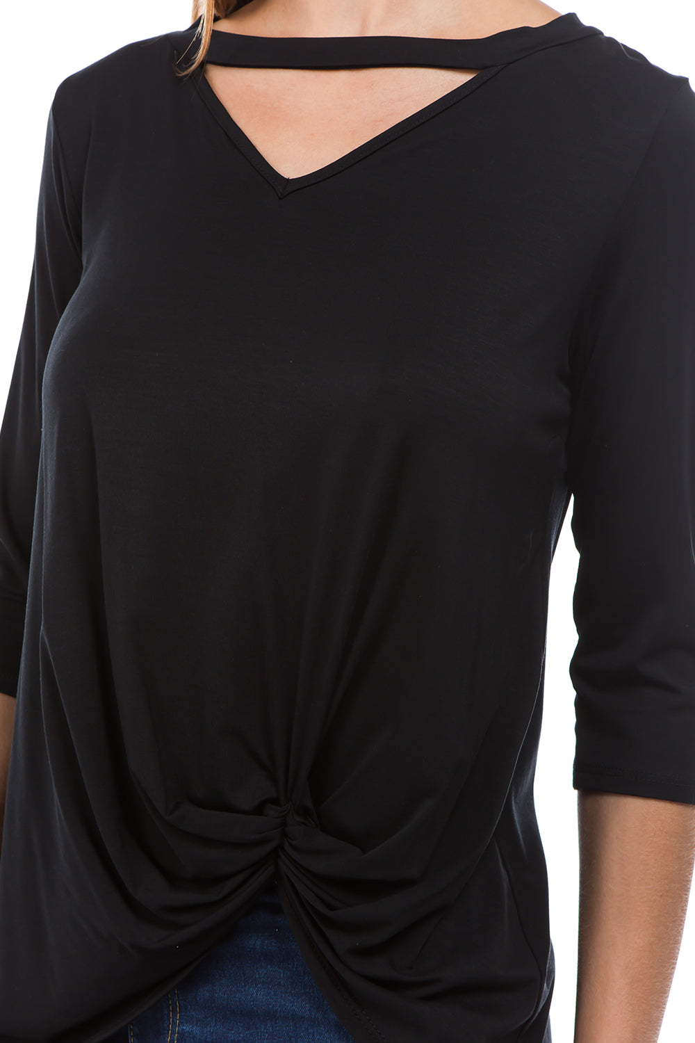 ROSALIE 3/4 SLEEVE TOP (BLACK)-VT2590