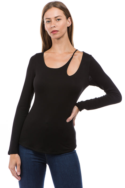 ROCIO W NECK TOP (BLACK)-VT2597