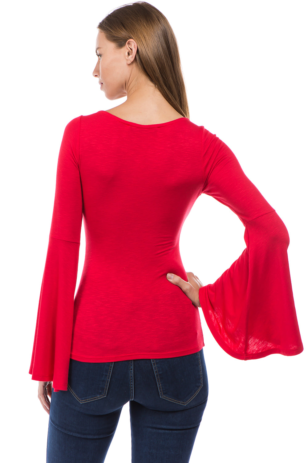 ROCIO BELL SLEEVE TOP (RED)-VT2598