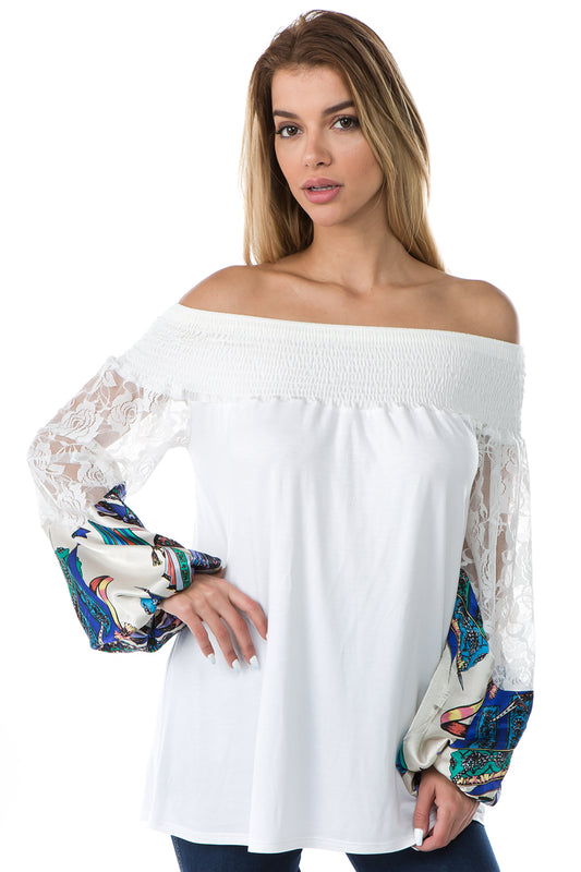 GINA OFF SHOULDER TOP (IVORY)- VT2646