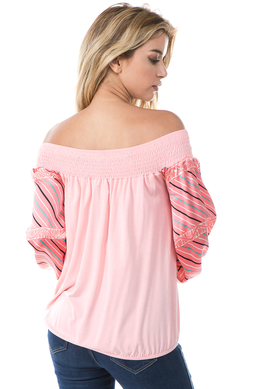 AVELINE OFF SHOULDER TOP (PEACH)- VT2655