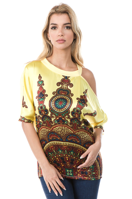 MILLIE ONE SIDE OPEN TOP (YELLOW/ETHNIC)- VT2665